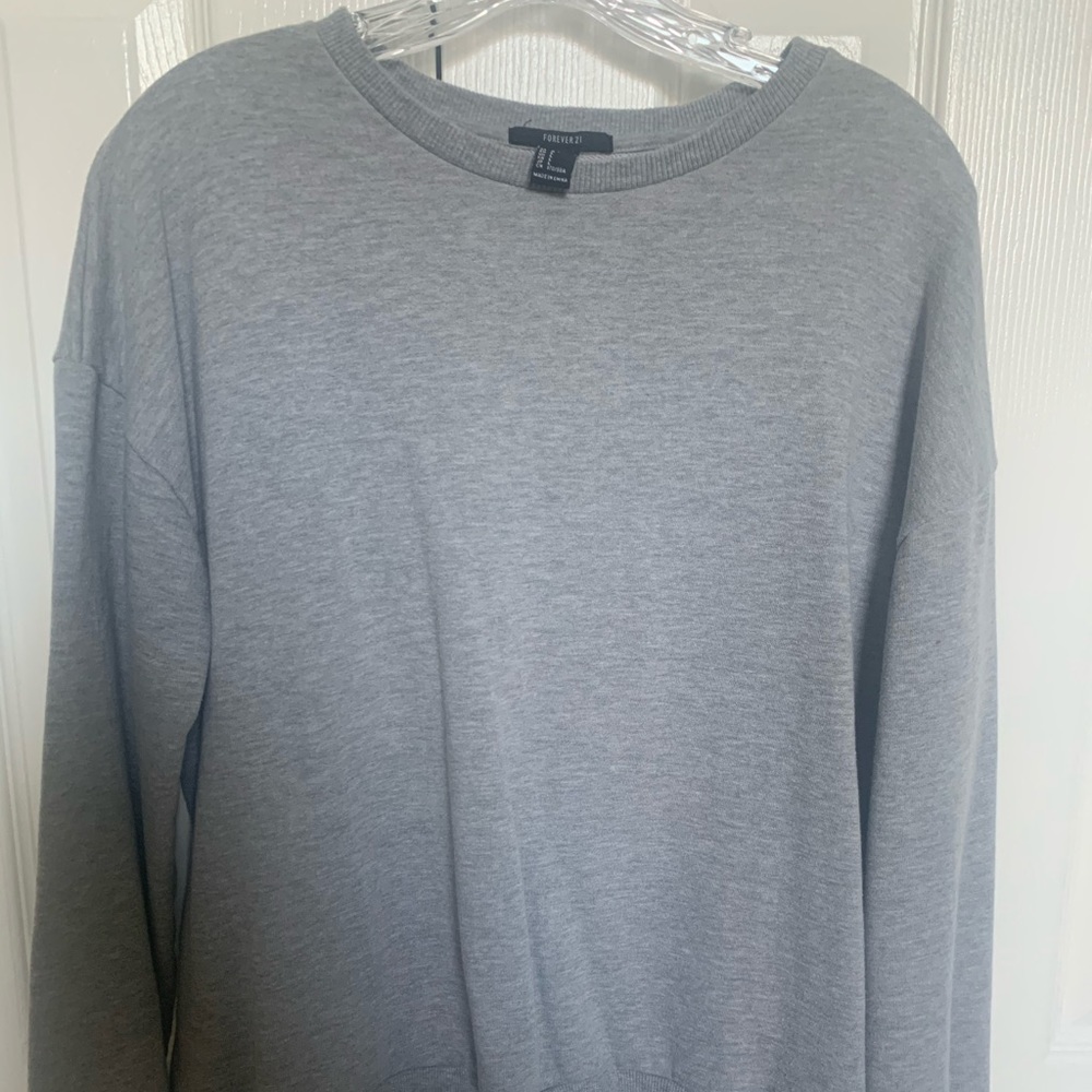 Gray Sweatshirt with White Ruffles